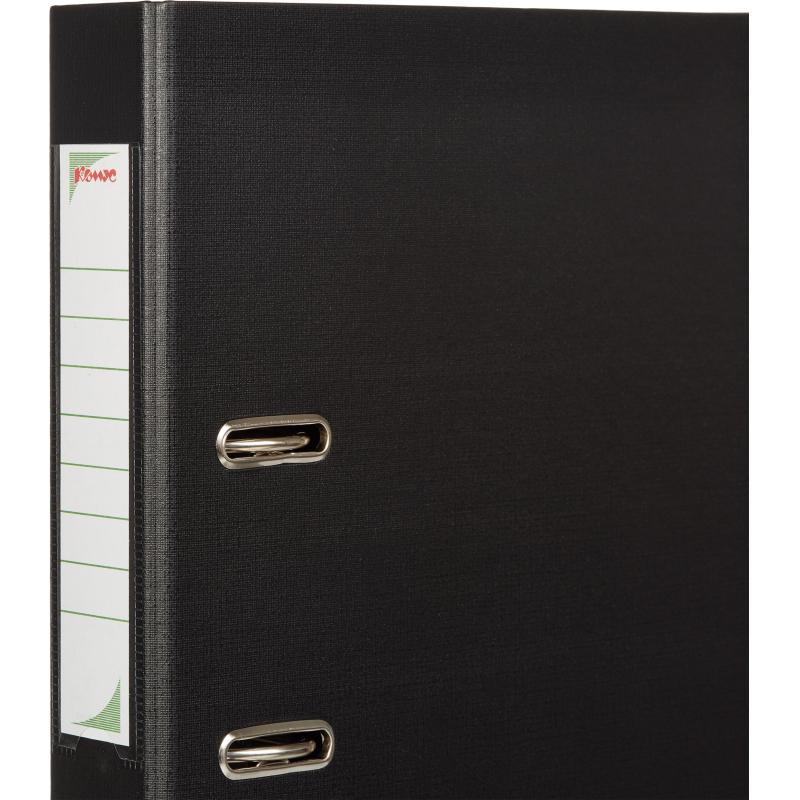 Папка-регистратор Комус Стандарт 50мм черная, ПБП2, карм.кор., мет.уг