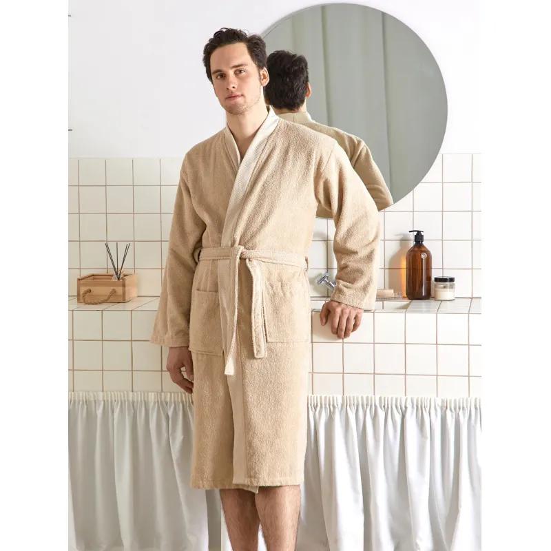 Халат Махровый Мужской  DELRAY Кимоно бежевый, XXL,300 гр/м2