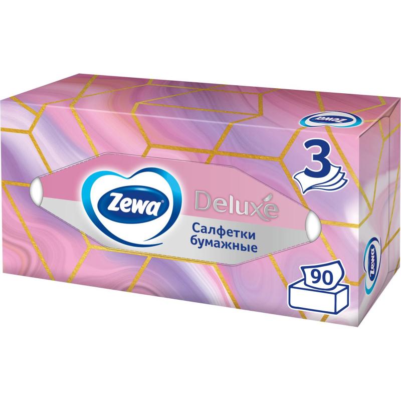 Салфетки косметические ZEWA-Deluxe 28420/3849 3-сл.90шт./уп.