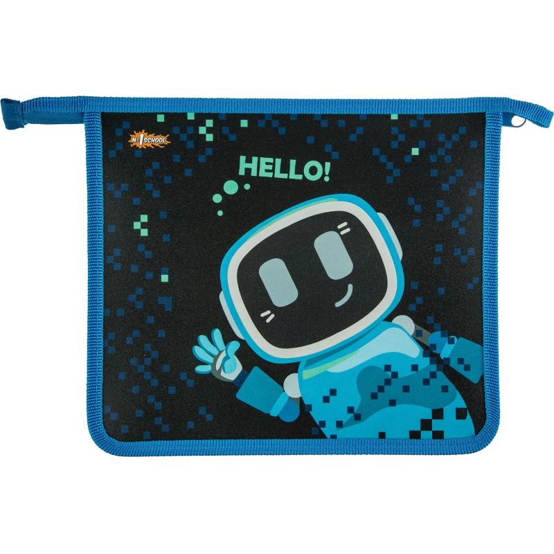 Папка для тетрадей Комус Класс Robot Hello син,А5, молния, пластик, ПТ-735