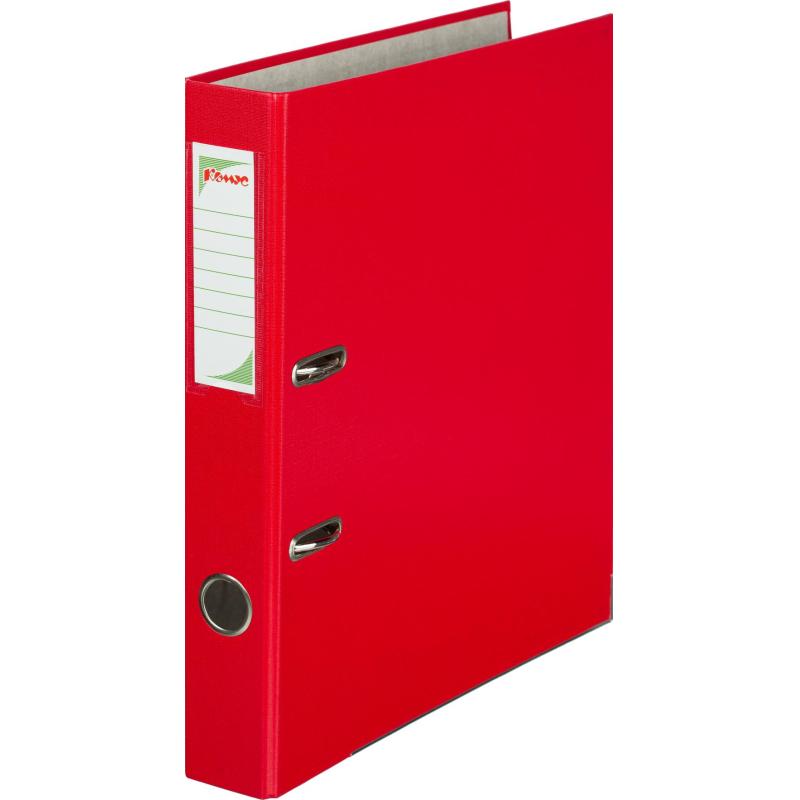 Папка-регистратор Комус Экономи 50мм красная, ПБП1, карм.кор., мет.уг