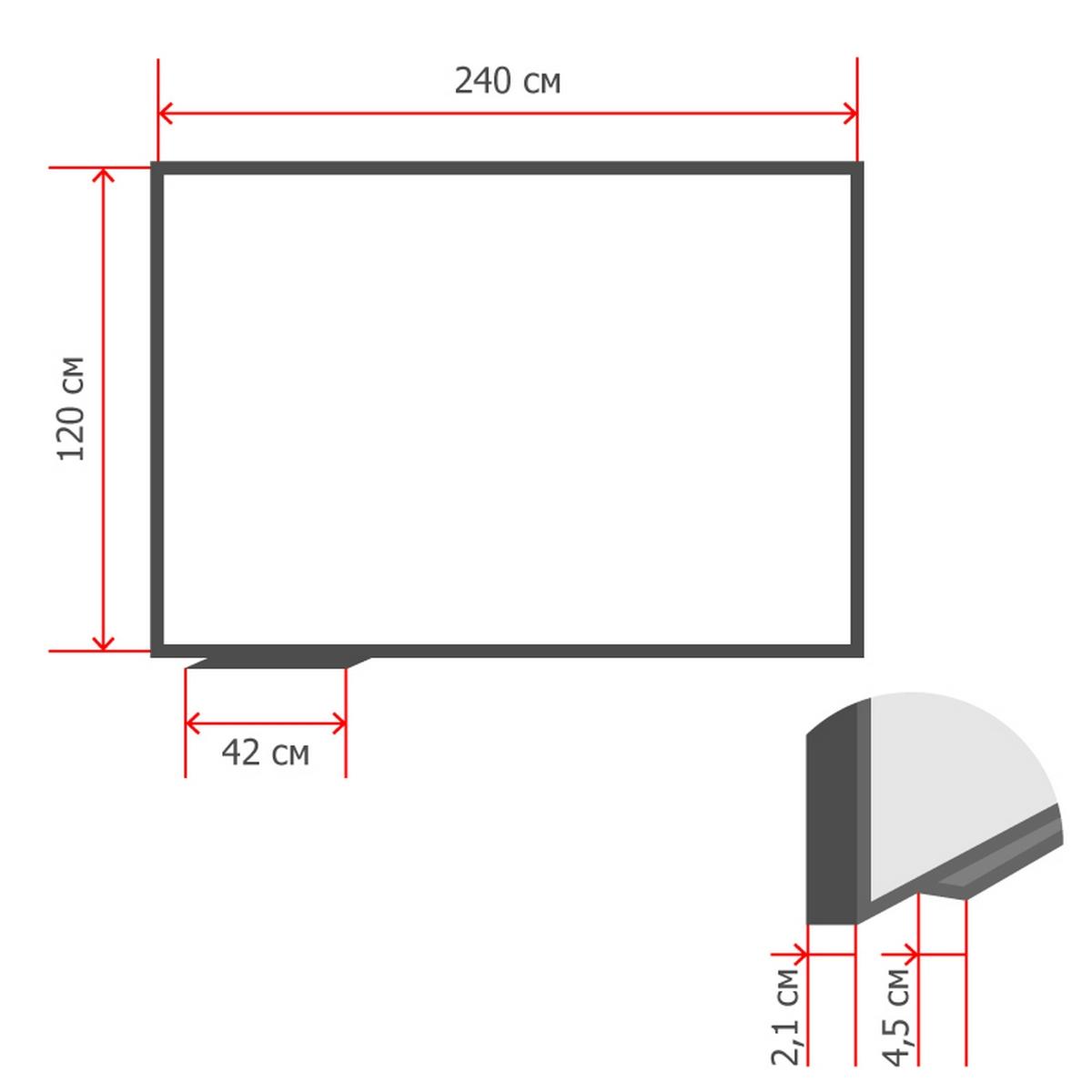 Доска магнитно-маркерная 120х240 лак Комус Premium алюмин. Рама