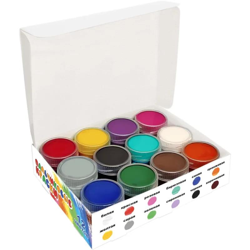 Краски пальчиковые набор 12 цветов по 20мл АЗБУКА ЦВЕТА Арт.91-12.20-00
