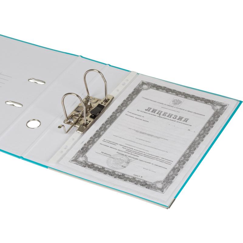 Папка-регистратор Комус Экономи 75мм бирюзовый тиффани,ПБП1,карм.кор,мет.уг