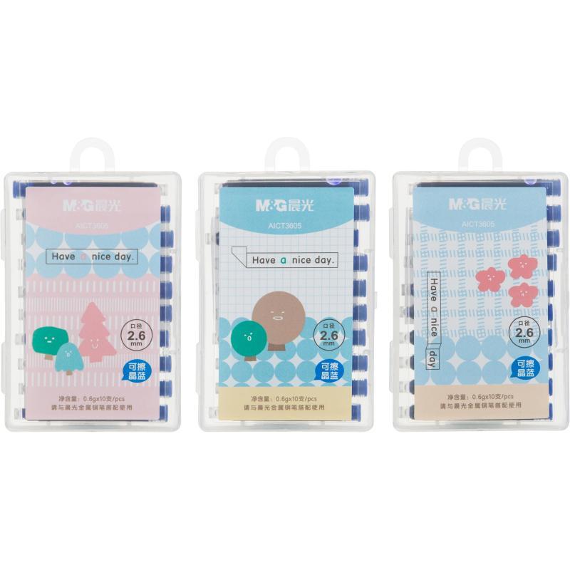 Картридж чернильный для перьевой ручки M&G синий 0,6г x 10шт/уп, пласт.кейс