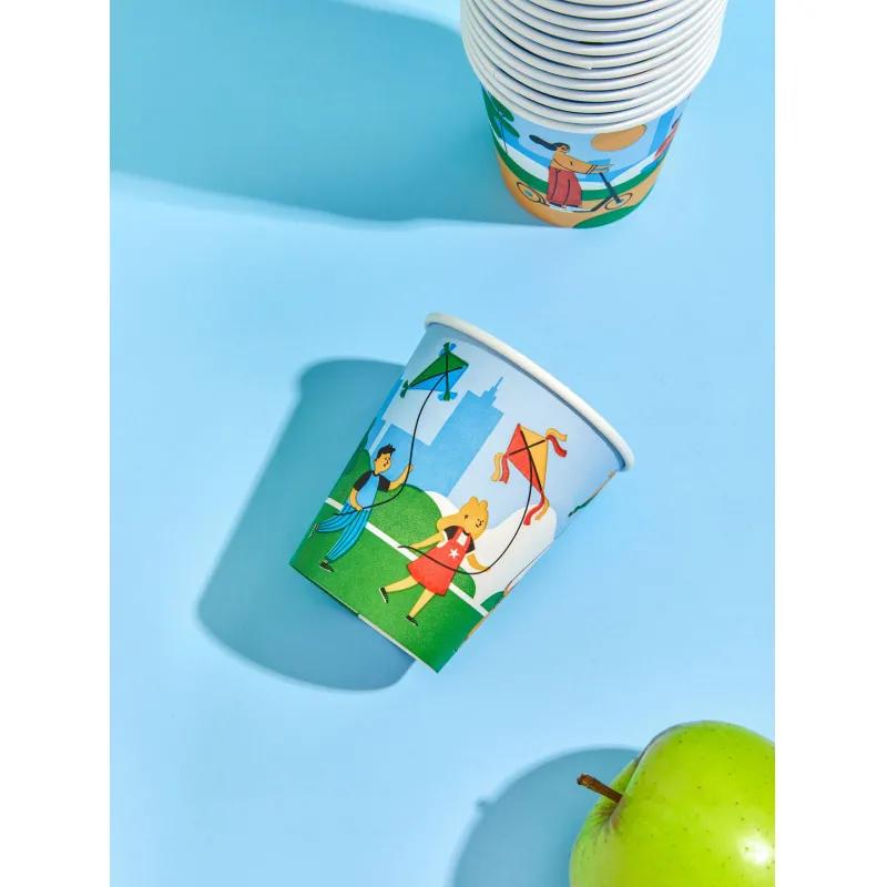 Стакан одноразовый бум односл. 250 мл d-80мм Активный отдых (MIX) 50шт/уп