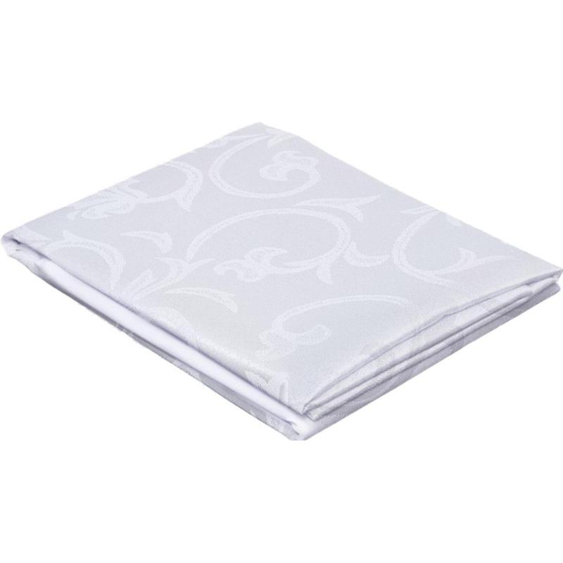 Скатерть Luscan Журавинка 145х180см (88%ПЭ, 12%хлопок) рис веточка, белый