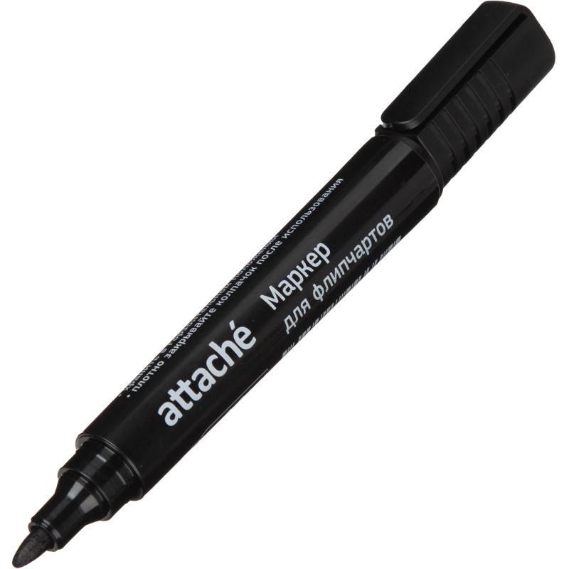 Маркер для флипчартов по бумаге Attache черный 2-3 мм круглый нак