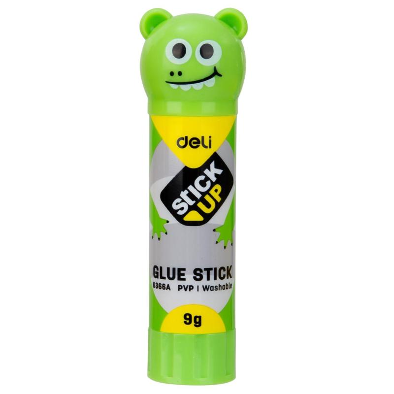 Клей-карандаш школьный 9г Deli с колпачком в форме зверька, ассорти E6366A
