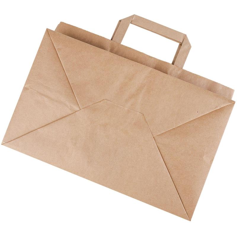 Пакет бумажный 320х200х220мм, 70 гр/м2,с плоскими ручками,крафт,300 шт/уп