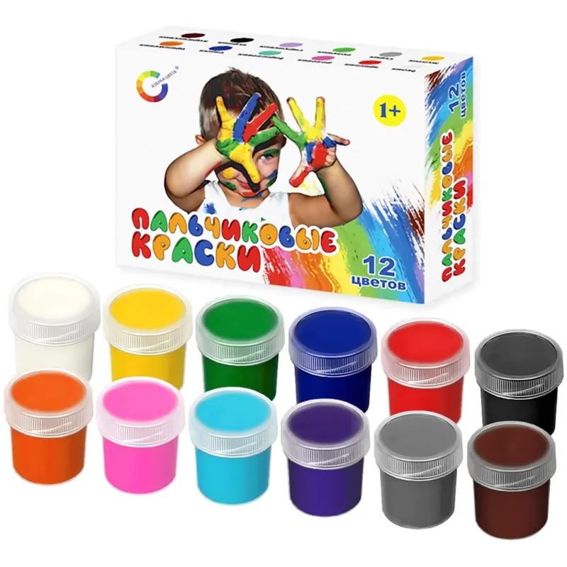 Краски пальчиковые набор 12 цветов по 20мл АЗБУКА ЦВЕТА Арт.91-12.20-00
