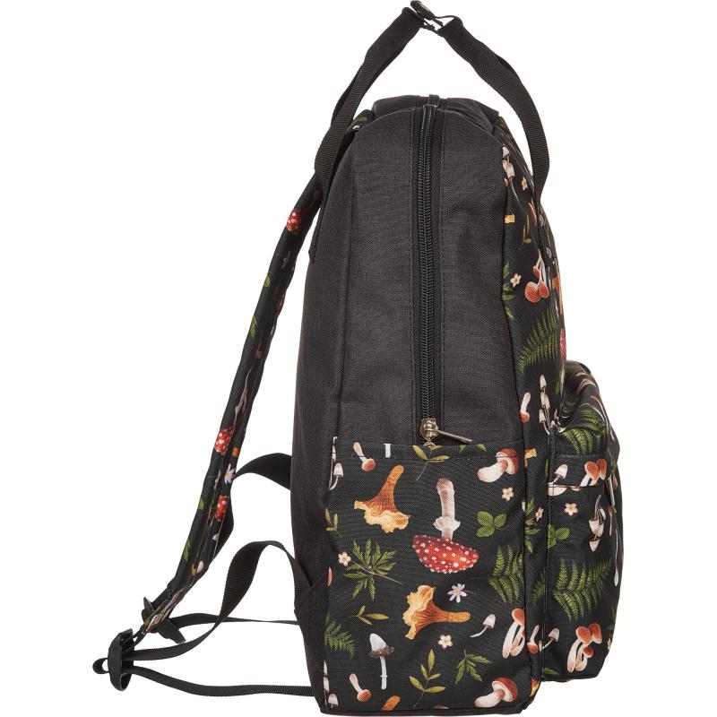 Рюкзак Квадро Грибы, темный, 1 отд., 3 кармана,37х28х13