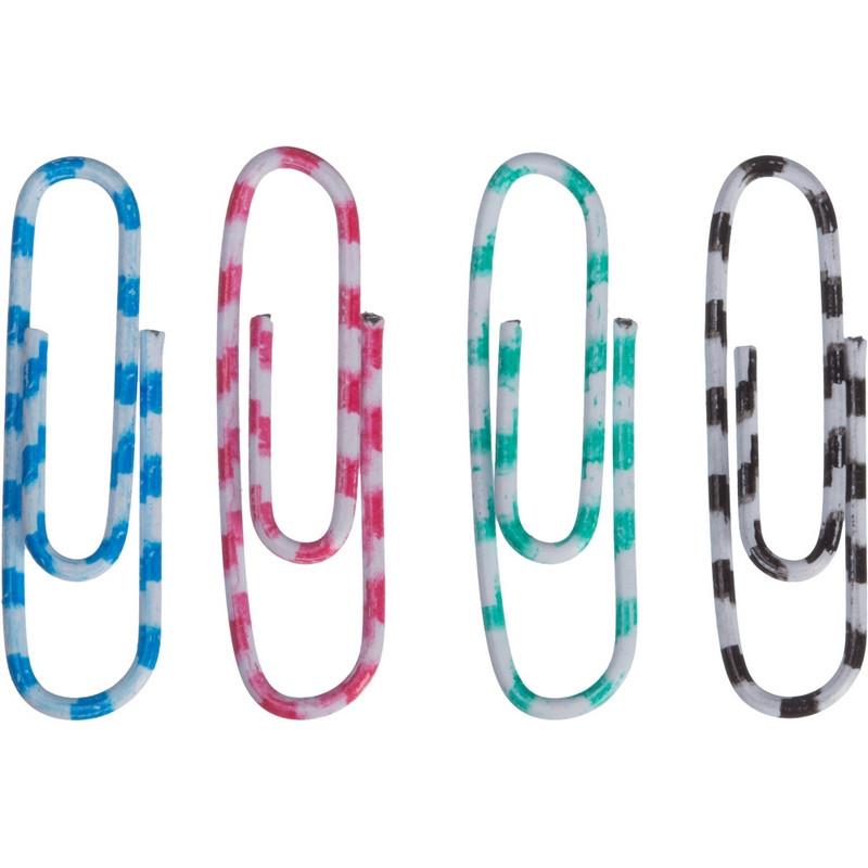 Скрепки Attache Зебра с полимерным покрытием,28 мм,разноцветные,100 шт/уп