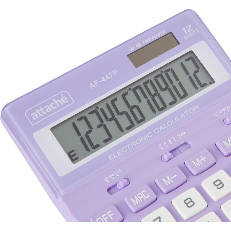 Калькулятор настольный ПОЛНОРАЗМ Attache AF-447P,12р,дв.пит,фиол,198x153x42