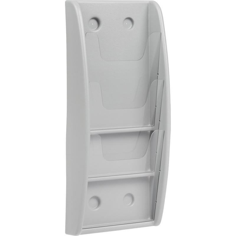 Лоток настенный односекционный Комус Штиль 3 отделения А4 верт. серый