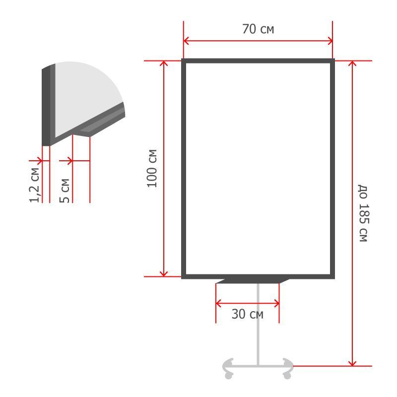 Флипчарт магнитно-мелов. на роликах 100x70 см черный