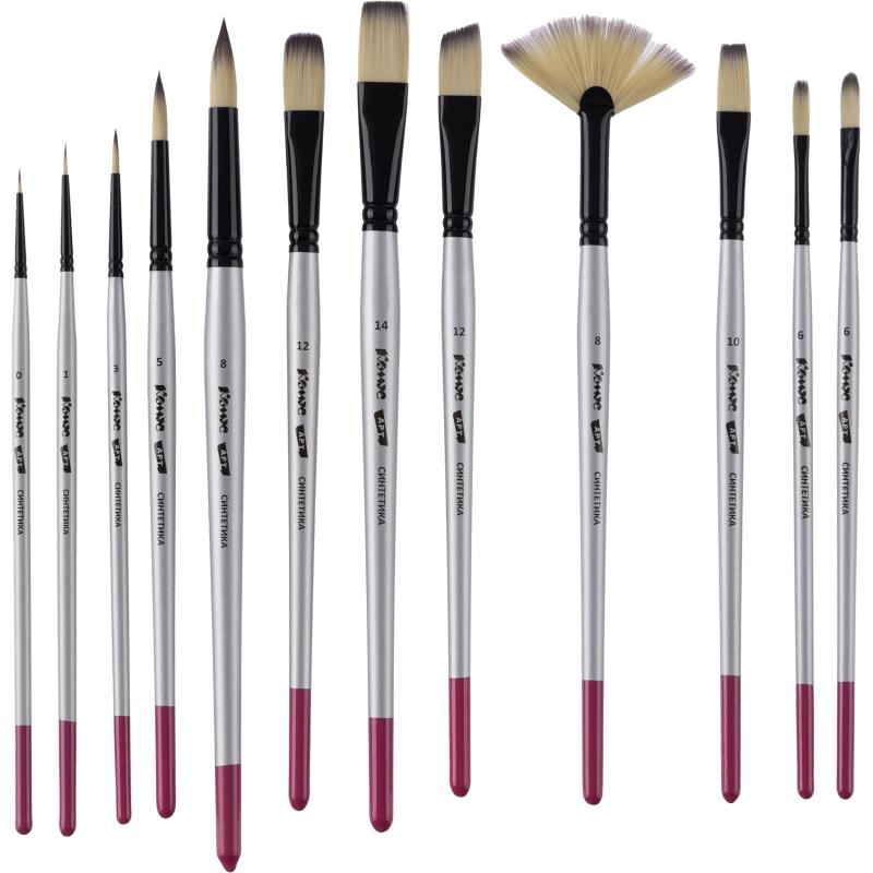 Набор кистей худож Комус Арт,синт.сред.жестк,корот.ручк,черн.пенал,12шт/наб