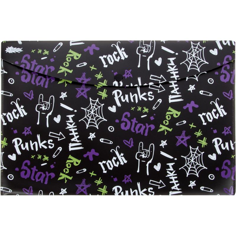 Папка-конверт на кнопке А4 №1 School Аниме Панк, 180 мкм, 3шт/уп