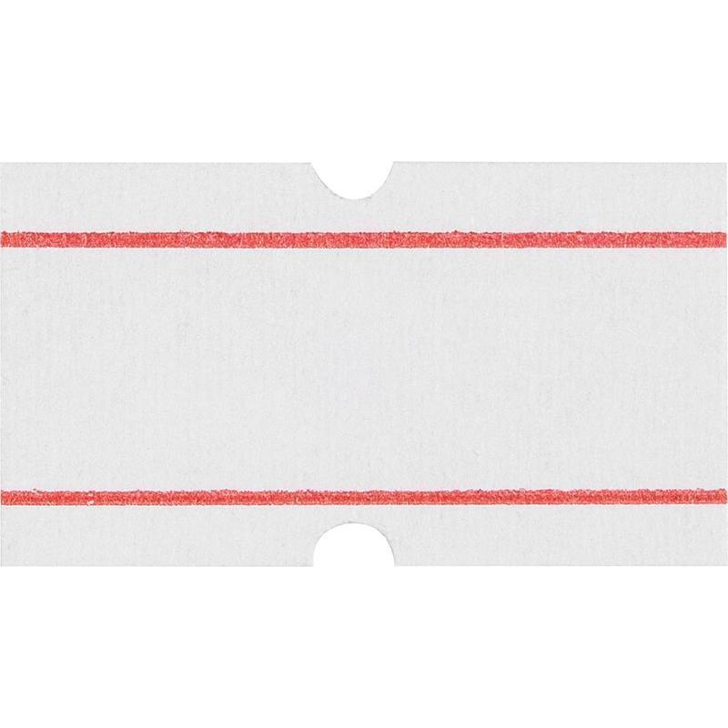 Этикет-лента 21,5х12 прямая белая с красной полосой, 1000шт/рул,10рул/уп