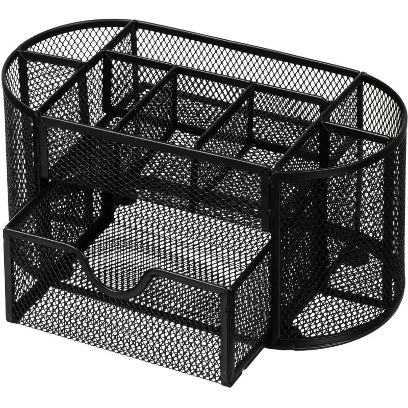 Подставка-органайзер д/канц.мелочей Комус 9отд мет сетка 220х110х105мм черн