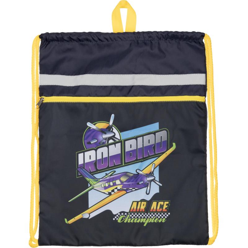 Мешок для обуви Комус Класс    Iron Bird , 1ручка,карман,светоотр,36х47