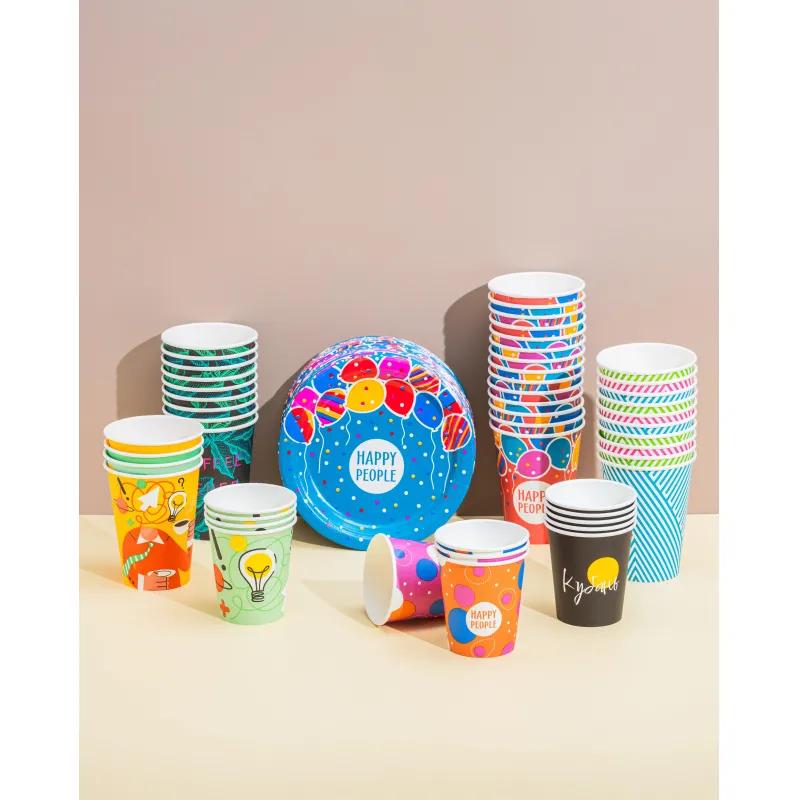 Стакан одноразовый бум 1-сл.350 мл d-90мм ИНСАЙТ (MIX) 50шт/уп