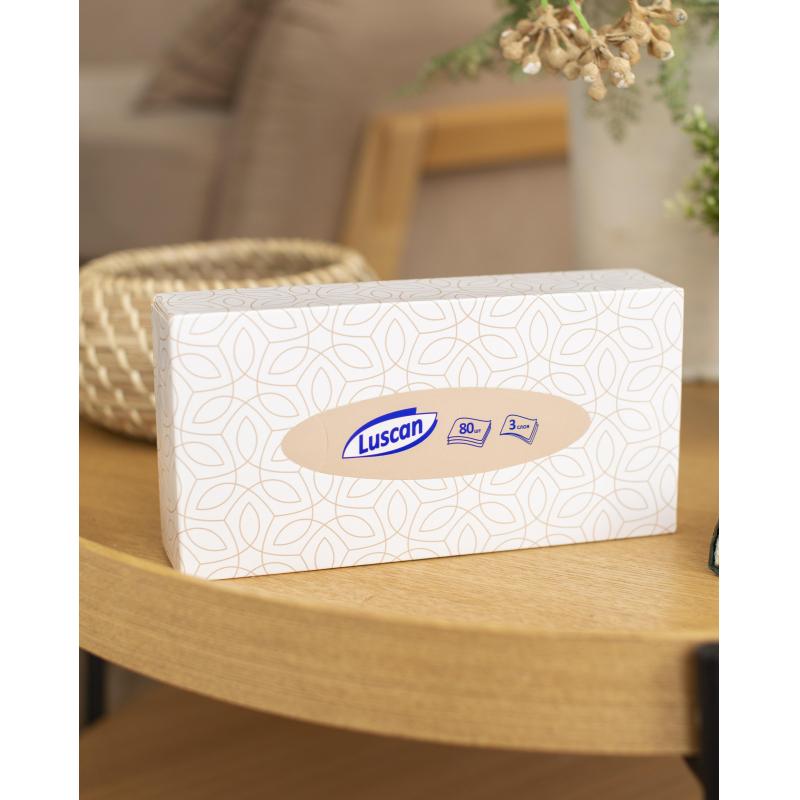 Салфетки косметические Luscan 3сл 80шт/уп белые