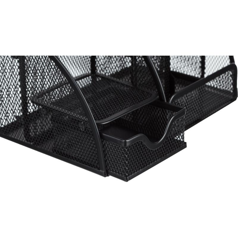 Подставка-органайзер 7отд 125x220x140мм с выдв.ячейкой металл сетка черн