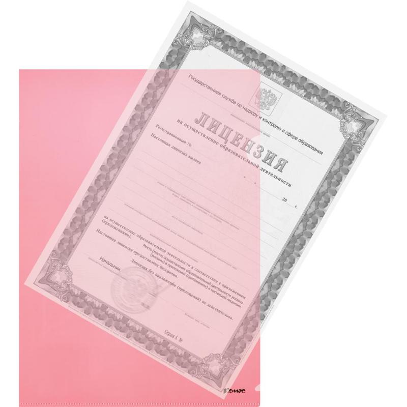 Папка уголок Комус А4 180мкм (красный)