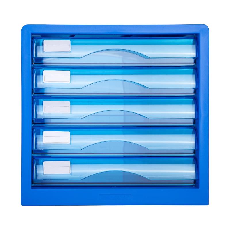 Бокс с выдвижными лотками Deli E9777B, 5 выдвижн лотков синий
