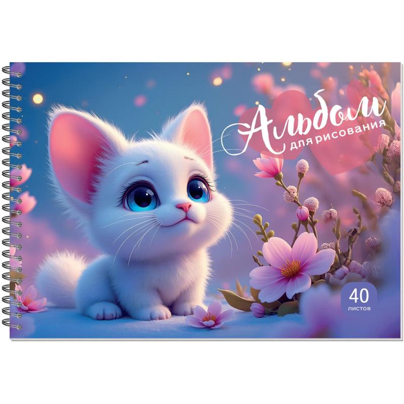 Альбом для рисования Комус Класс Милые животные, А4,40л,спираль, асс,2шт/уп