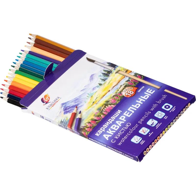 Карандаши акварельные 'Классика цвета' 18 цв. с кистью 32С 2091-08 набор