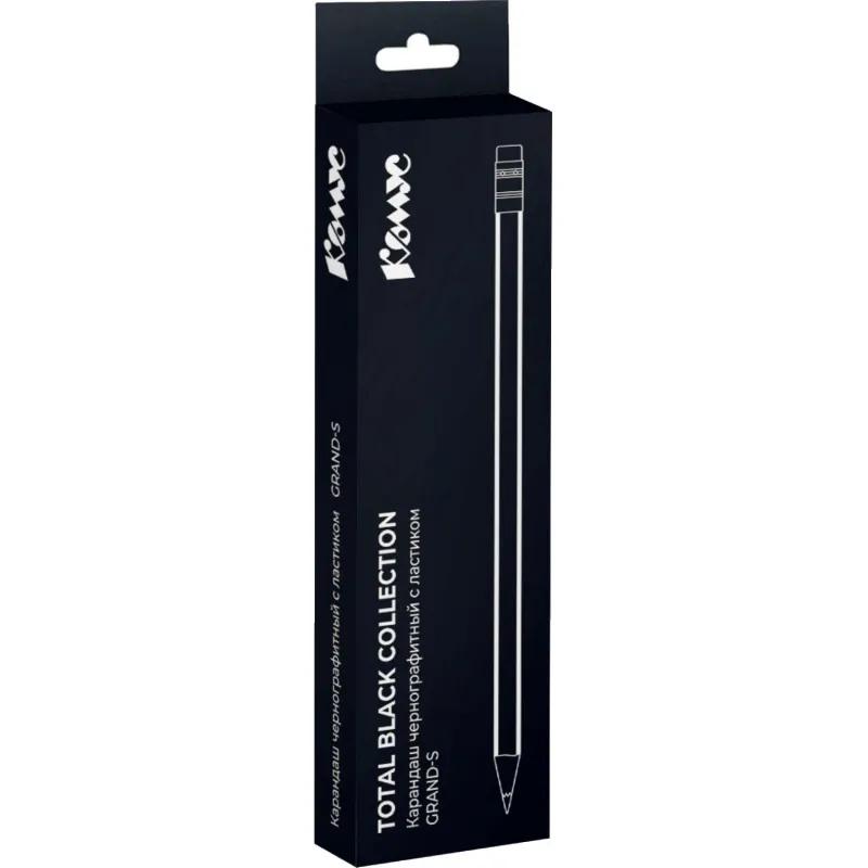 Карандаш чернографитный Комус Grand-S НВ черн.дерево, 3гран заточ, черн