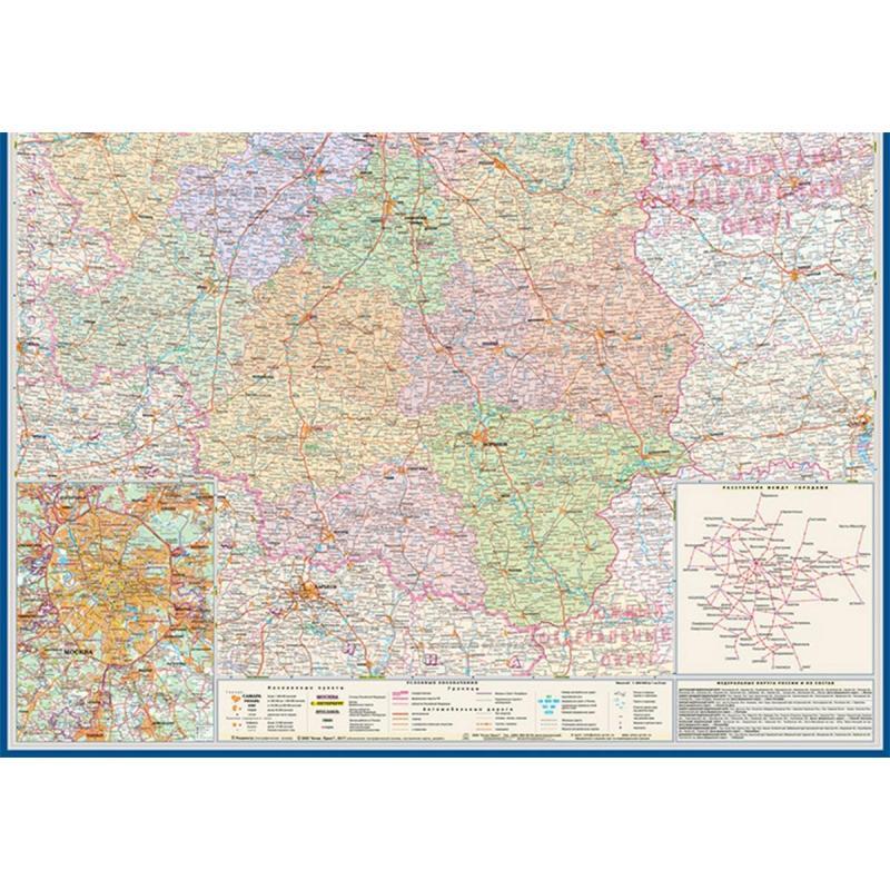 Карта настенная ЦФО (+СПб) 1,58х1,18 м,КН36