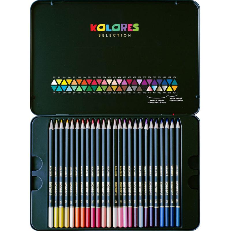 Карандаши цветные Kores Kolores 3-гран 3мм 50 цв/наб в металл.коробке 93351