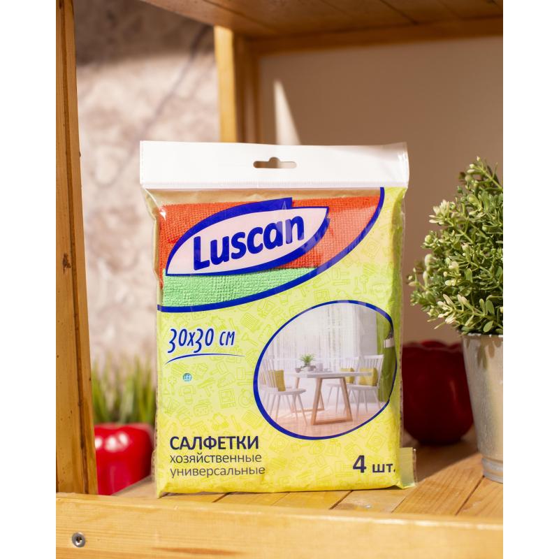 Салфетки хозяйственные Luscan из микрофибры универс 220г/м2 30х30см 4шт/уп