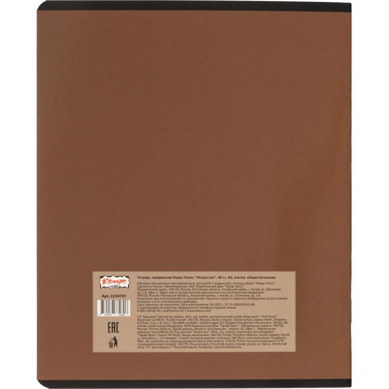 Тетрадь предметная Комус Класс Искусство, 48 л., А5, кл., ОБЩЕСТВОЗНАНИЕ