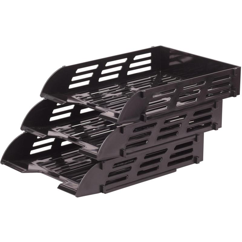 Лоток горизонтальный для бумаг Attache 3шт/наб на металл стерж черный