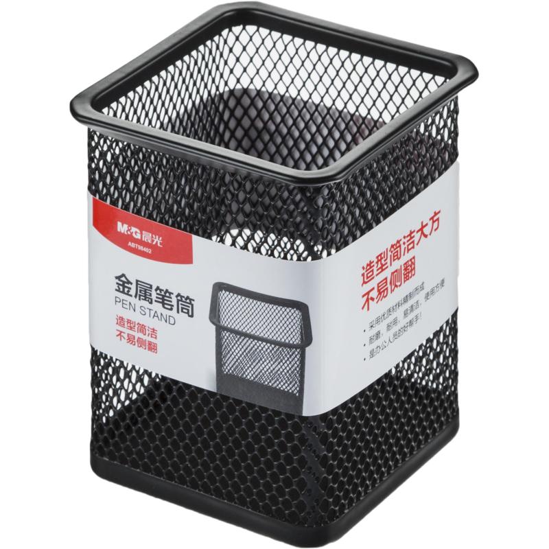 Подставка-стакан M&G квадрат,метал сетка, черн, 78х100мм