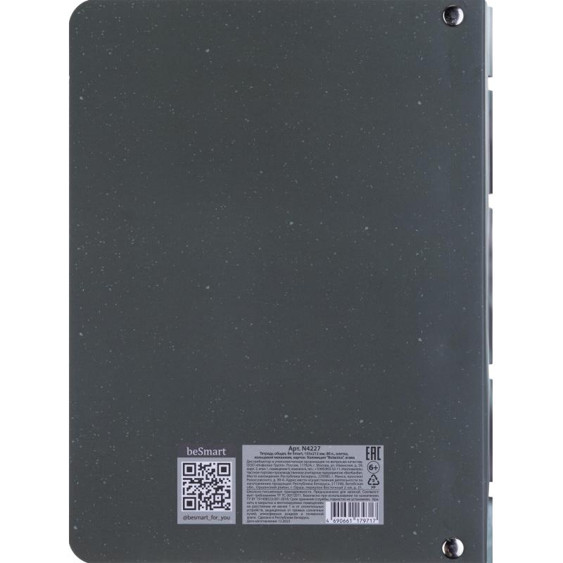 Тетрадь общая, BS, 155х212мм, 80л., клетка, кольца, Botanica, агава N4227