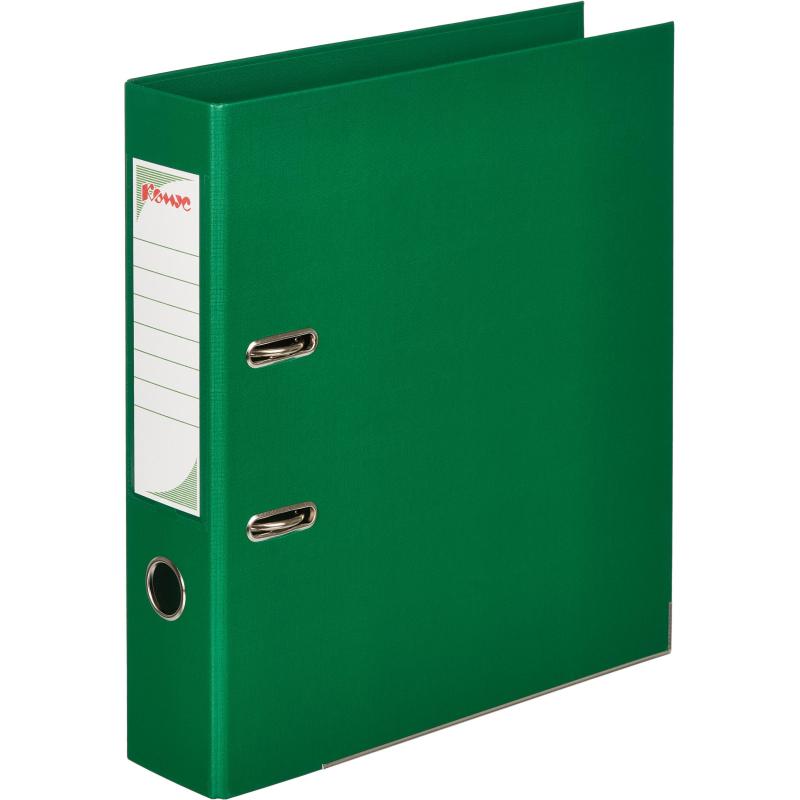 Папка-регистратор Комус Стандарт 75мм  зеленая, ПБП2, карм.кор., мет.уг