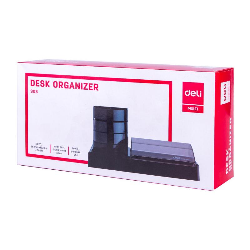 Набор настольный Deli E38254 16 предметов черный/ прозрачный