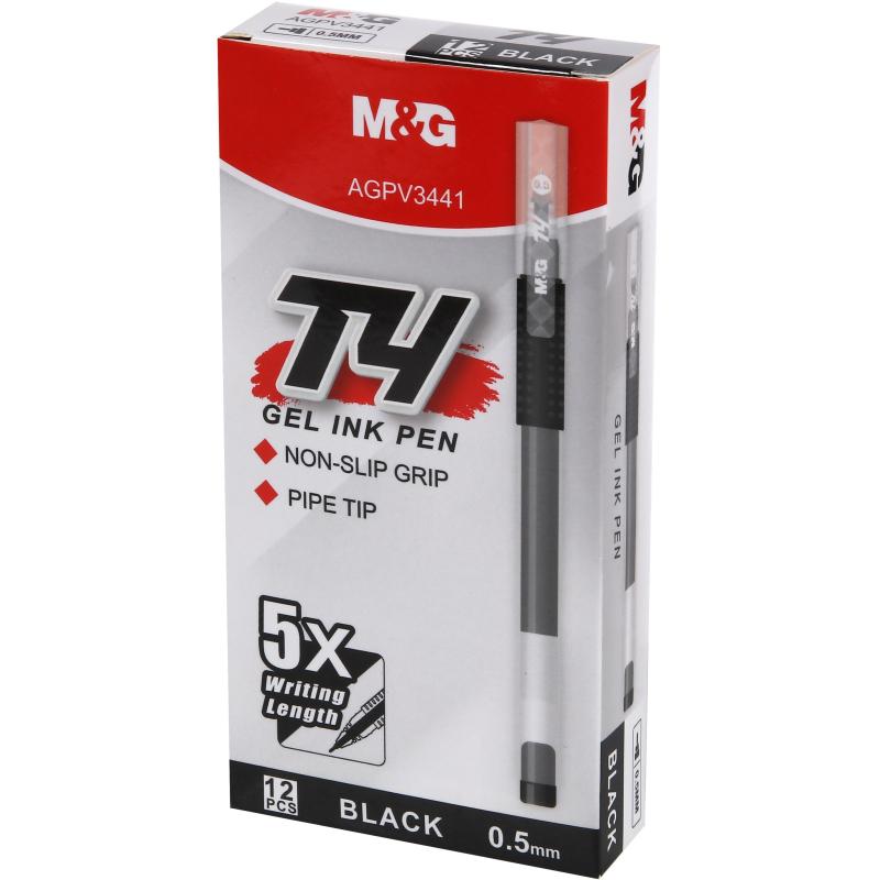 Ручка гелевая неавтомат. M&G T4, с манжет,д.ш. 0,5 мм,черная AGPV3441