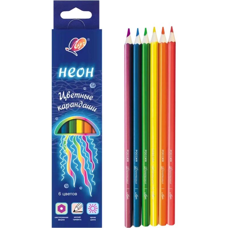 Карандаши цветные Фантазия, неон, 6 цв. 33С 2191-08 набор