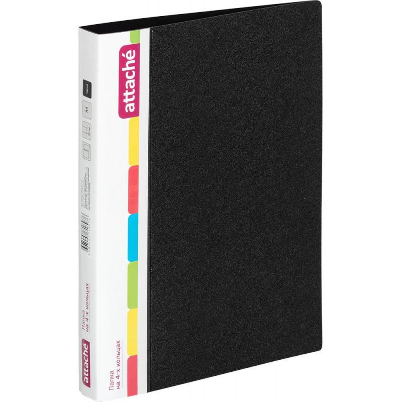 Папка на 4-х кольцах пласт. 25/32мм А4 ATTACHE F504/07 черная Р