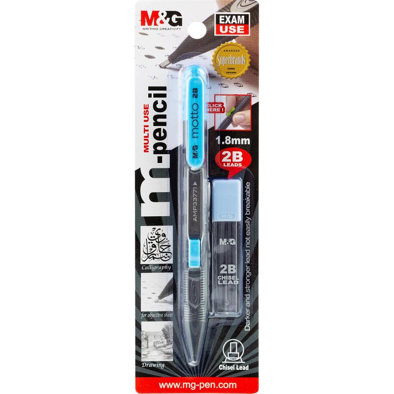 Карандаш механический M&G 2мм 6 гриф./туба в наб., в асс блистер HAMP0173