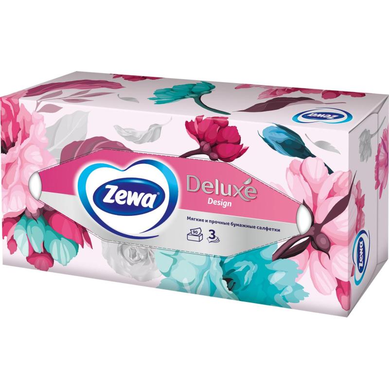 Салфетки косметические ZEWA-Deluxe 28420/3849 3-сл.90шт./уп.