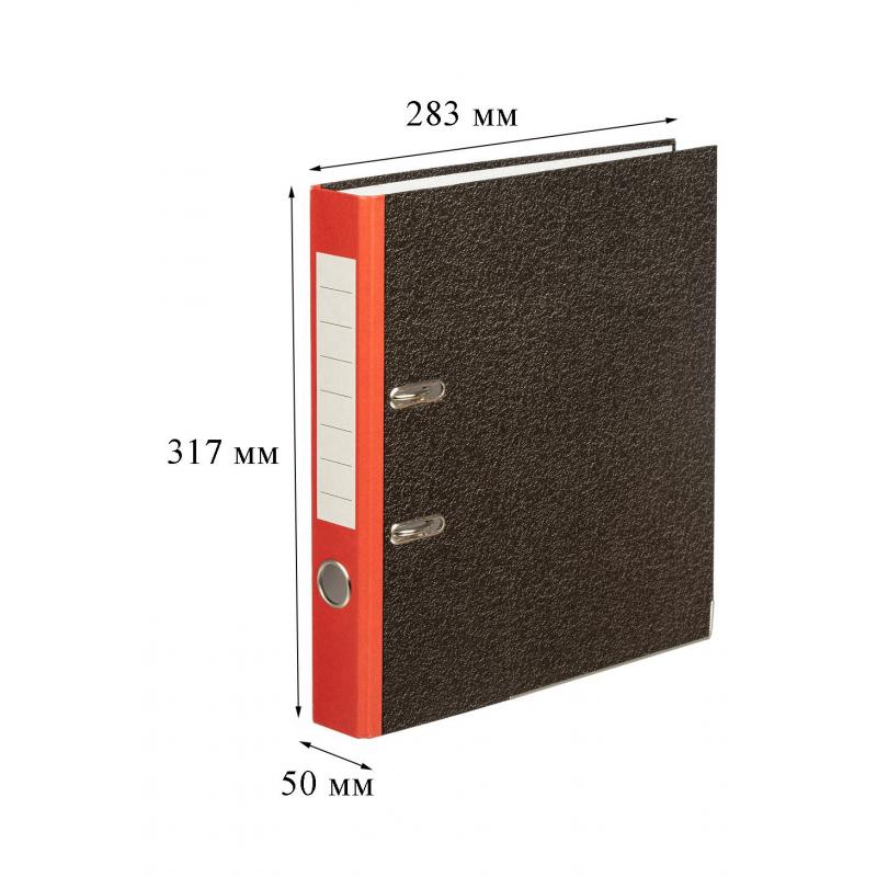 Папка-регистратор  50 мм мрамор с красн кор,мет.уг.,бум/бум