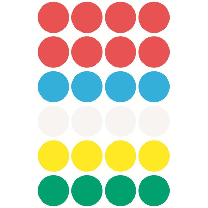 Этикетки самоклеящиеся  точки, 3089,  d=18mm, разноцветные, 96шт/уп