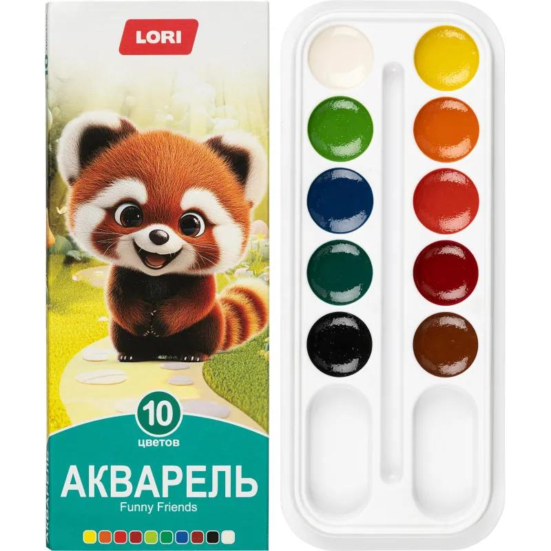 Краски акварельные FUNNY FRIENDS, 10 цветов, б/к Ааф-002 набор
